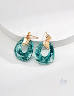 Resin Drop Green Agate Earrings