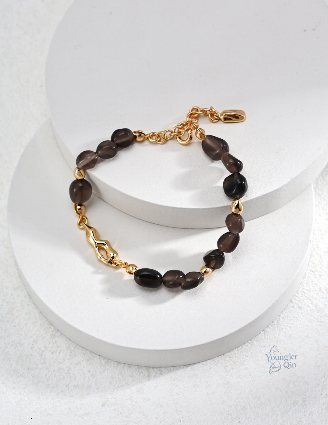 Obsidian Glass Bead Bracelet