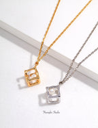 Geometric Pearl Cube Necklace
