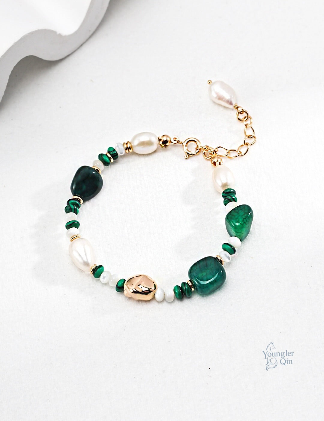 Green Agate Pearl Bracelet