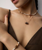 Double-Layer Amber Glass Necklace