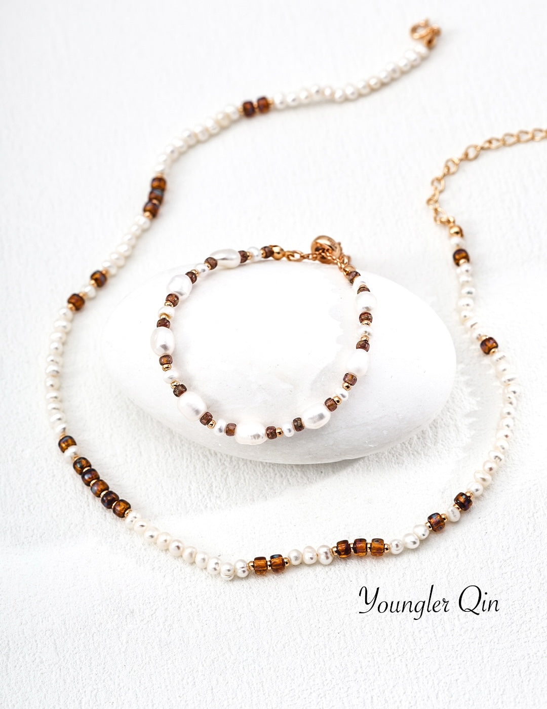 Double-Layer Amber Glass Necklace