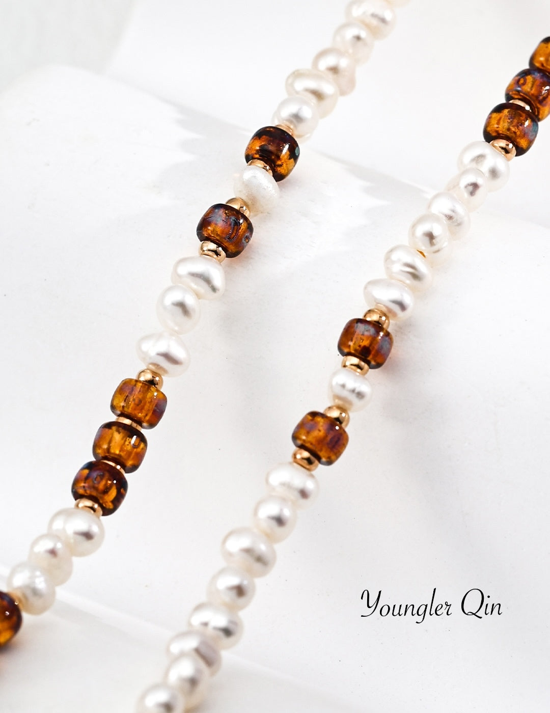 Double-Layer Amber Glass Necklace